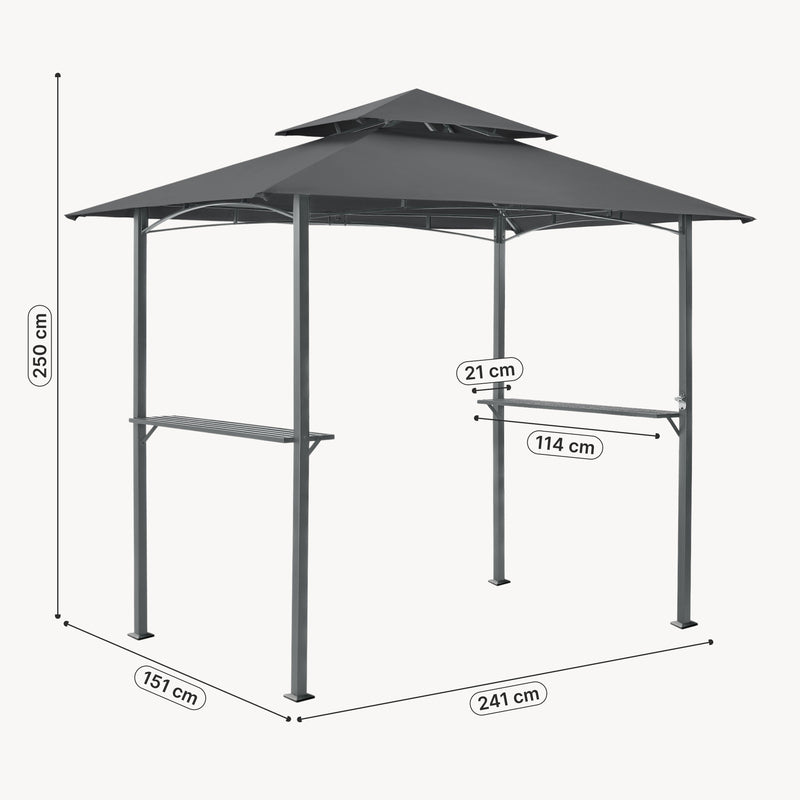 Esquema acotado Gazebo del Pabellón para la Barbacoa Parga 250 x 241 x 151 cm Gris Antracita [en.casa]®