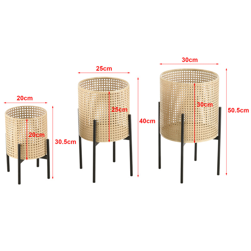 Esquema acotado Soporte para plantas Walhain juego de 3 negro color arena en.casa
