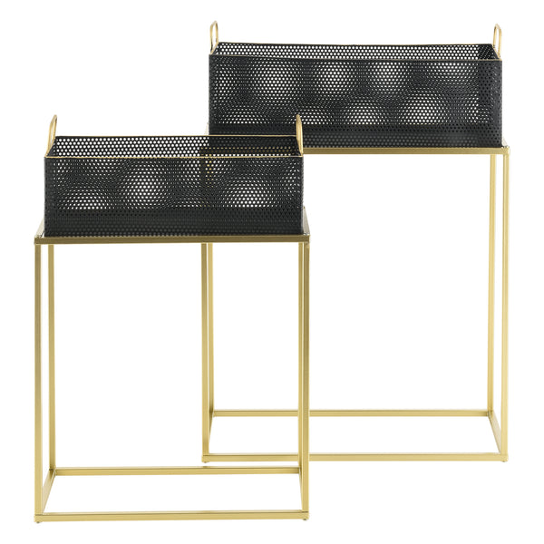 Soporte para plantas Jurbise juego de 2 piezas color latón/negro en.casa