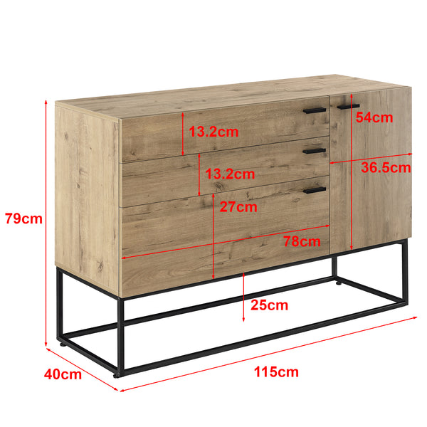 Aparador Hylte 115x40x79cm en aspecto de roble en.casa