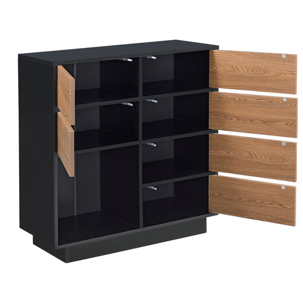 Armario auxiliar Krokom 88x80x30 cm Negro/Tono de madera oscura en.casa