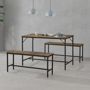 Conjunto de mesa de comedor y banco Pajala Negro/Tono de madera oscura en.casa