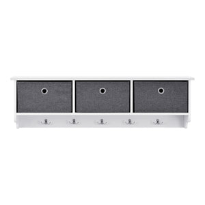 Perchero de pared Horsens con cajas de almacenamiento 100x20x30cm Blanco/Gris en.casa