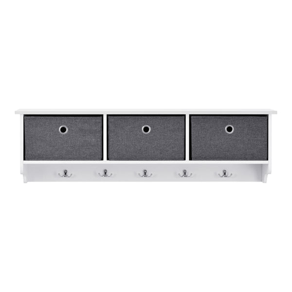 Perchero de pared Horsens con cajas de almacenamiento 100x20x30cm Blanco/Gris en.casa