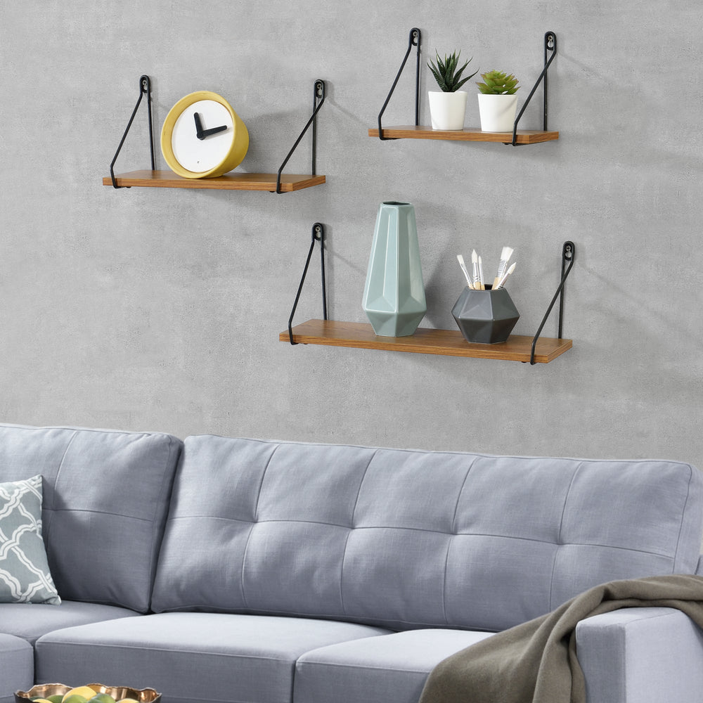 Estante de pared Randers 3 piezas varios tamaños tono de madera oscuro en.casa - premiumXL