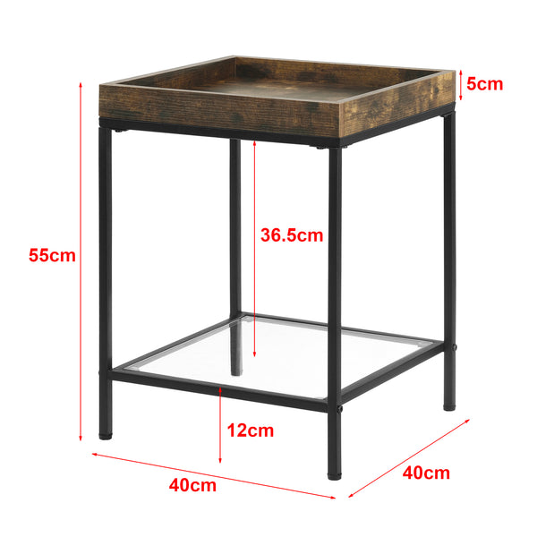Mesa auxiliar Mariefred 55x40x40cm con estante Tono de madera oscura [en.casa]