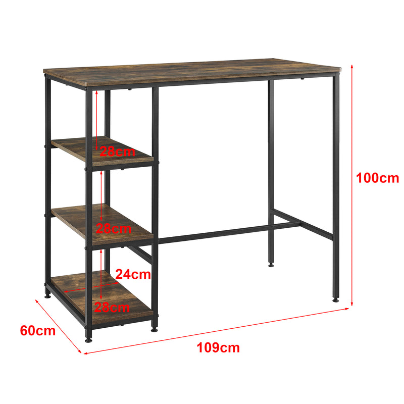 Esquema acotado Mesa de bar Växjö 100x109x60cm Tono de madera oscura en.casa