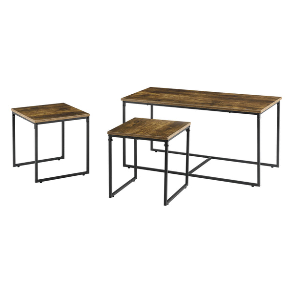 Conjunto de mesa Haparanda 3 piezas Tono oscuro de madera [en.casa]
