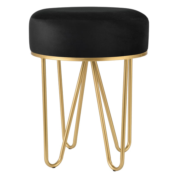 Taburete Runö Taburete tapizado hasta 100 kg Negro/Color latón [en.casa]