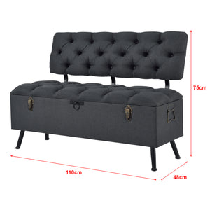 Baúl de asiento Malmöhus 110x48x75cm Gris oscuro [en.casa]