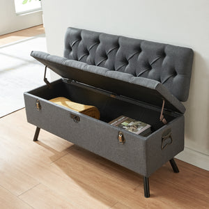 Banco Tapizado 110 x 48 x 75 cm Gris Oscuro [pro.tec]® 