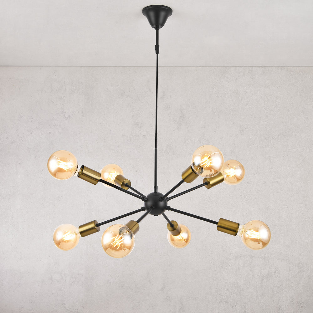 Lámpara colgante Amiens 8 luces E27 negro / color latón [lux.pro] - premiumXL