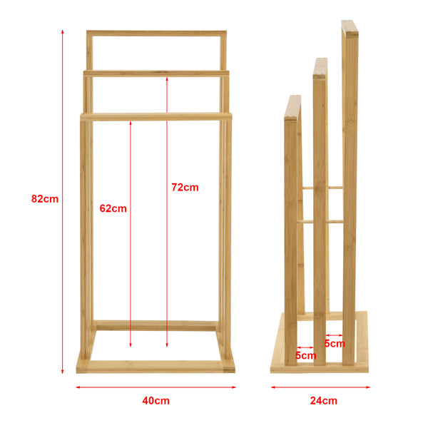 Soporte para toallas de bambú Rana 40x24x82 cm [en.casa]