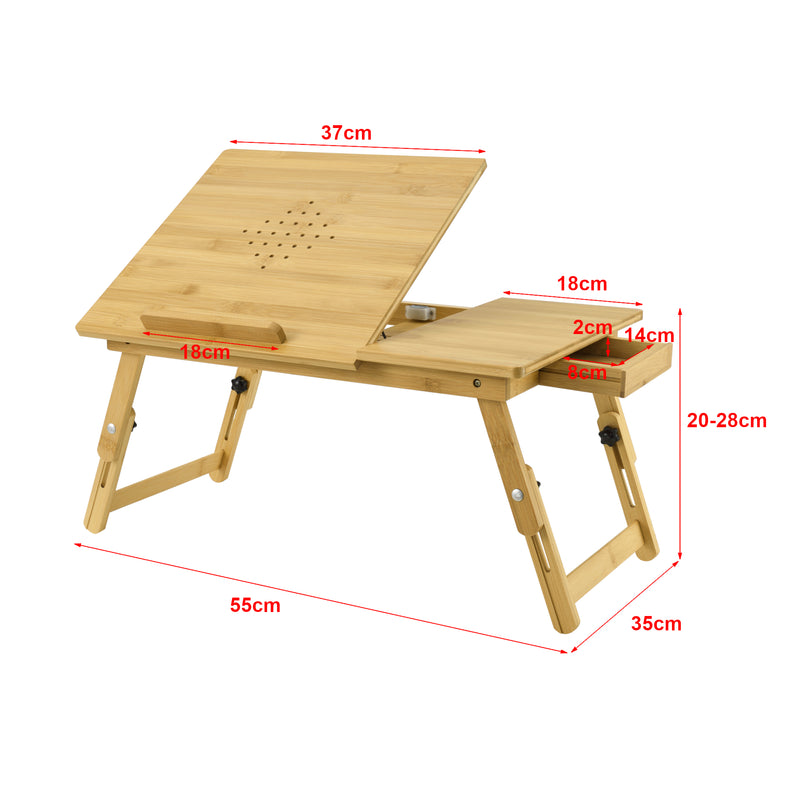 Esquema acotado Mesa para portátil de bambú Trysil 55x35x28cm [en.casa]