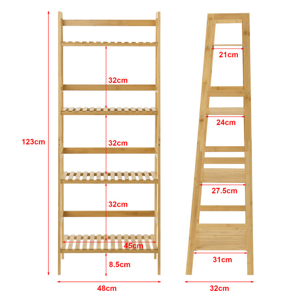 Estantería de escalera de bambú Vinje 48x32x123cm [en.casa]