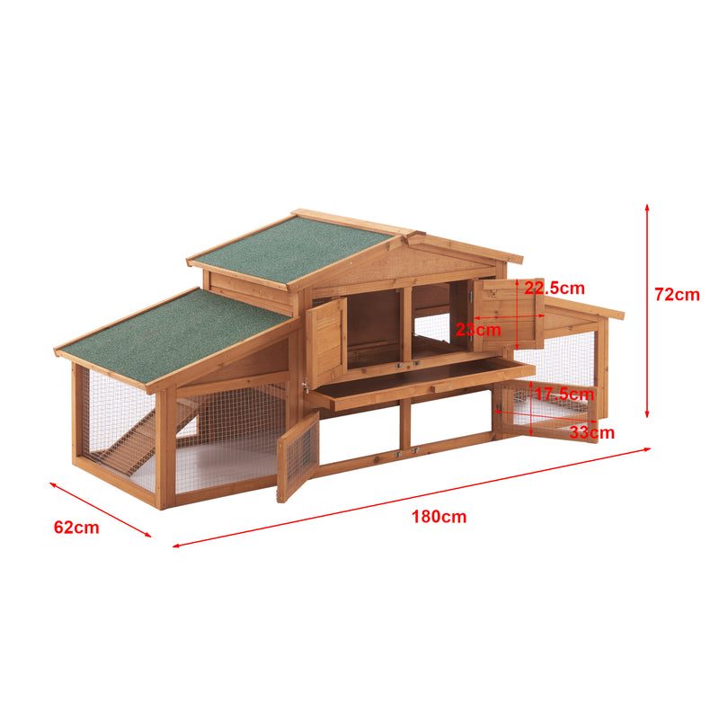 Esquema acotado Casa de conejos Schmitten 72x180x62cm madera de abeto [en.casa]
