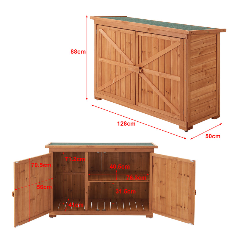 Esquema acotado Armario para dispositivos Kerteminde Almacén de leña Estantería para leña 88 x 128 x 50 cm [en.casa]