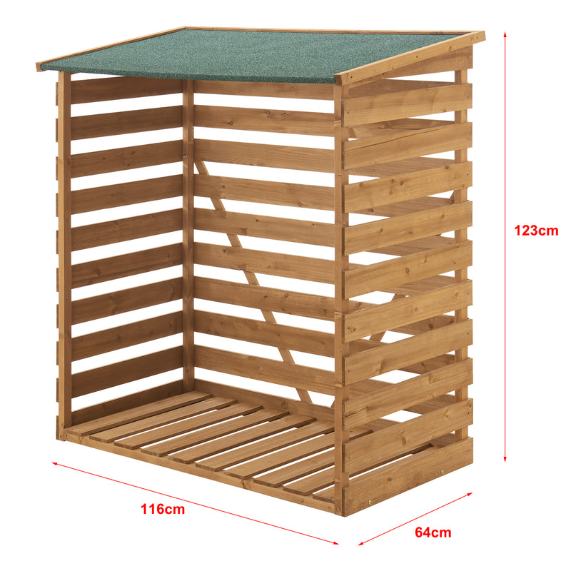 Esquema acotado Cobertizo para leña 123x116x64cm Madera de abeto natural [en.casa]