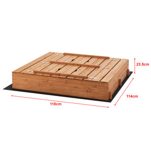 Arenero Campillos con asiento 23,5x118x114 cm Madera Natural [en.casa]