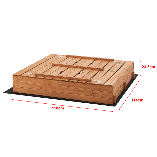 Arenero Campillos con asiento 23,5x118x114 cm Madera Natural [en.casa]