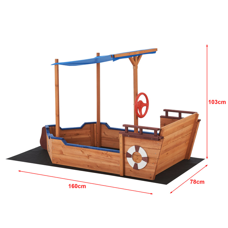 Esquema acotado Caja de arena Grömitz barco de vela 103x160x78cm [en.casa]