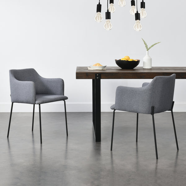 Sillón tapizado Cracovia juego de 2 en gris oscuro [en.casa]