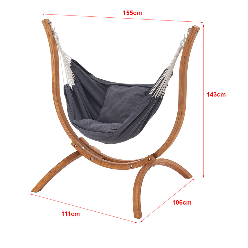Esquema acotado Silla colgante Grevena 155x106x143cm Gris oscuro [en.casa]