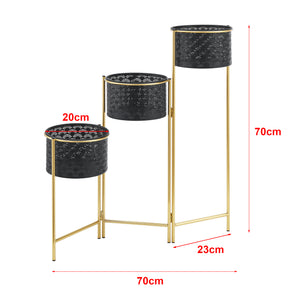Soporte para flores Kieldrecht 3 piezas color latón negro [en.casa]
