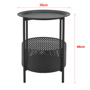Mesa auxiliar Kruibeke 46x35cm con cesta negra [en.casa]