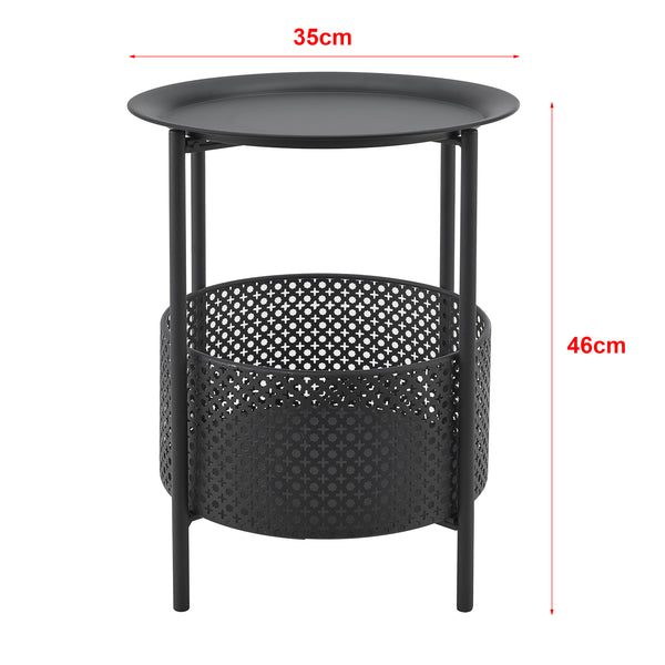 Mesa auxiliar Kruibeke 46x35cm con cesta negra [en.casa]