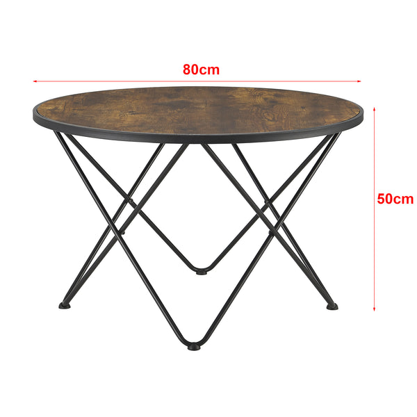 Mesa de centro Goskamark 80x50 cm estructura de acero tono de madera oscura [en.casa]