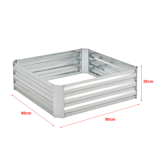 Parterre de plantas Barneveld 90x90x30cm Acero Plata [en.casa]