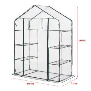 Invernadero Hoorn con estantes 140x73x195cm Transparente [en.casa]