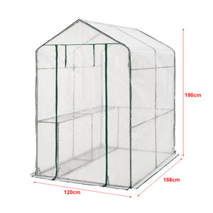 Invernadero Oosterhout con estantes 120x186x190cm Transparente [en.casa]