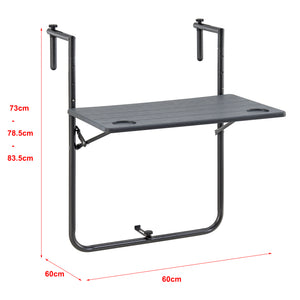 Mesa colgante Badolato 83,5x60x60 cm Cuadrada Gris oscuro [en.casa]
