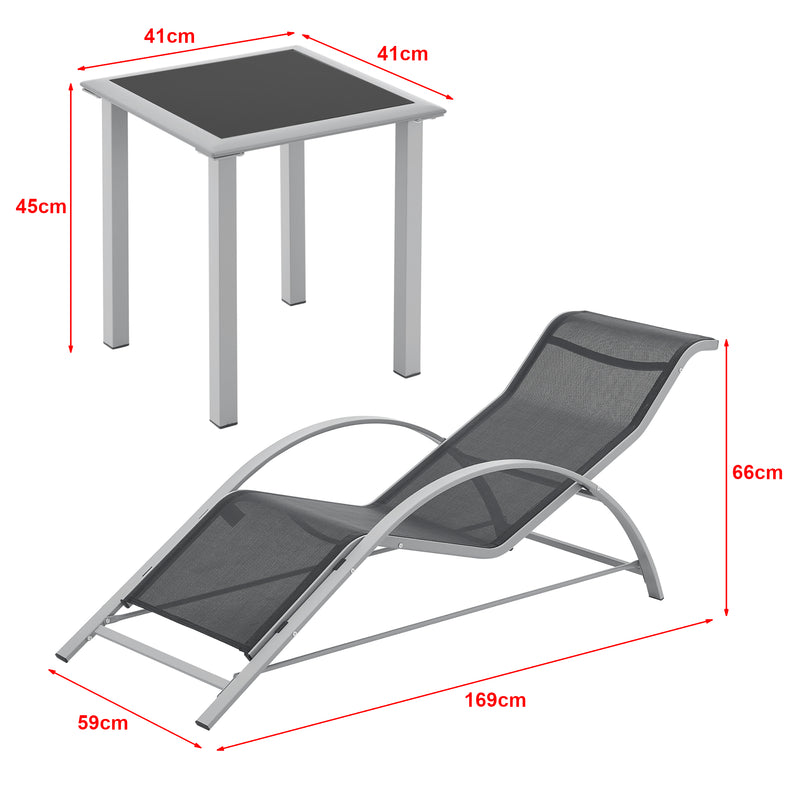 Esquema acotado Conjunto de muebles de jardín Binetto 3 piezas [en.casa]
