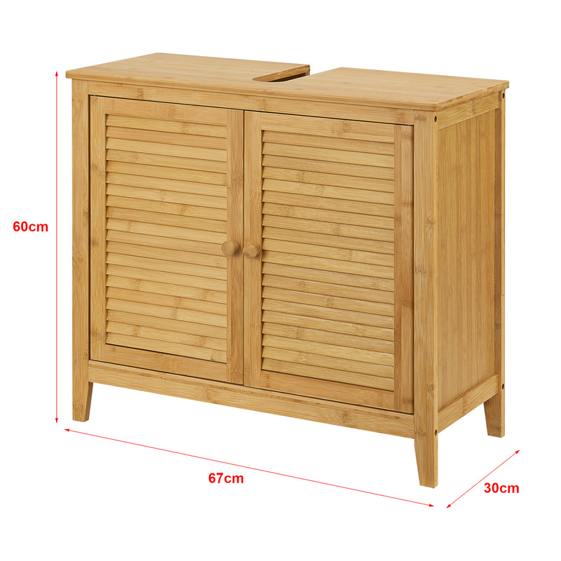 Esquema acotado Mueble bajo lavabo Värmdö con 2 puertas bambú 60 x 67 x 30 cm natural [en.casa]