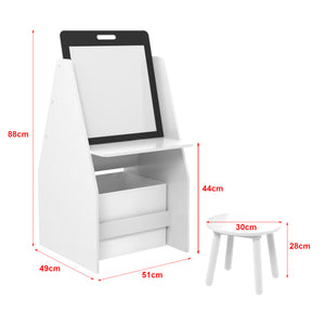 Mesa infantil con pizarra Ferrol 88x51x49 cm Blanco [en.casa]