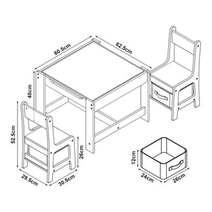 Mesa infantil con 2 sillas Irixoa con cajas Natur [en.casa]