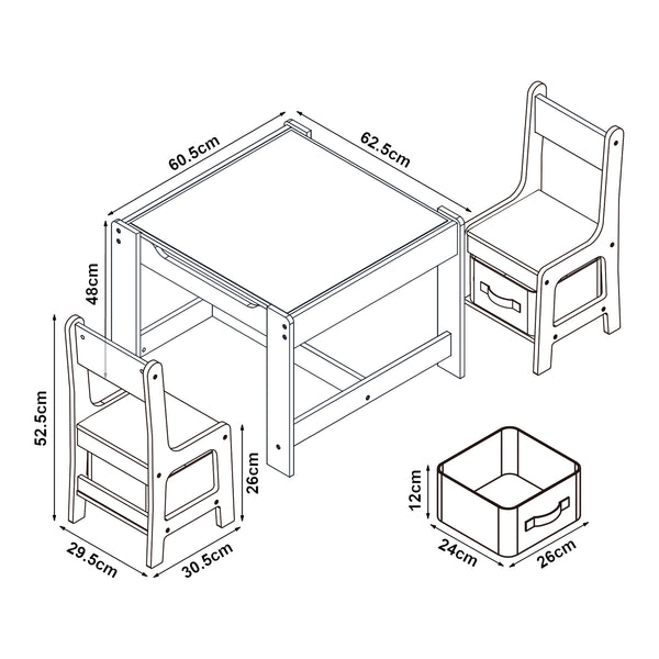Mesa infantil con 2 sillas Irixoa con cajas Natur [en.casa]