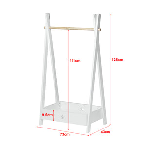 Guardarropa infantil Laxe 126x73x43 cm Blanco/Natural [en.casa]