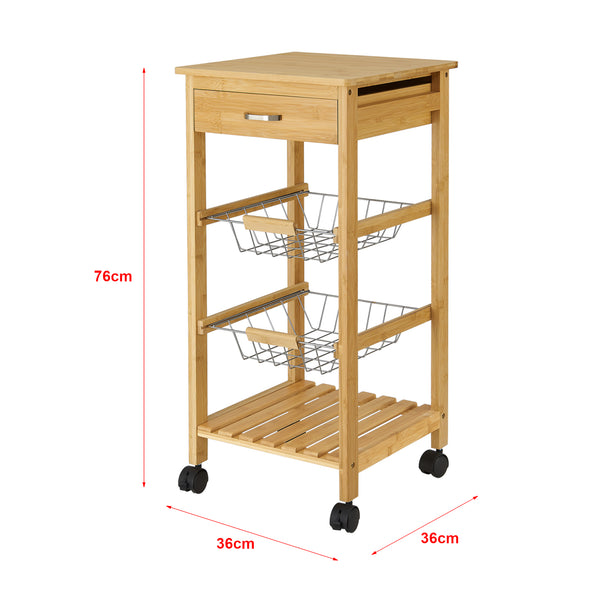 Carrito de cocina de bambú Stenungsund con cajón 76x36x36cm [en.casa]