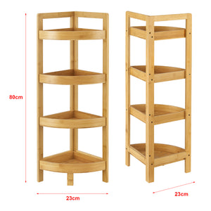 Estantería de baño de bambú Lestijärvi Estantería de esquina con 4 estantes 80x23x23cm [en.casa]