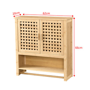 Armario de baño Borlänge Armario colgante Bambú 66 x 62 x 20 cm [en.casa]