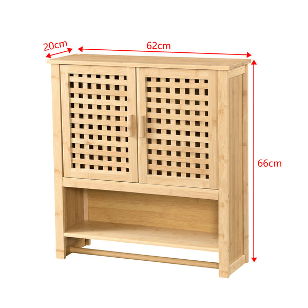 Armario de baño Borlänge Armario colgante Bambú 66 x 62 x 20 cm [en.casa]