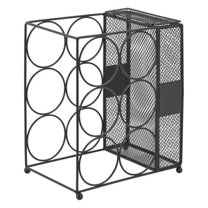 Estante para vino Drangedal para 6 botellas con contenedor de rejilla [en.casa]