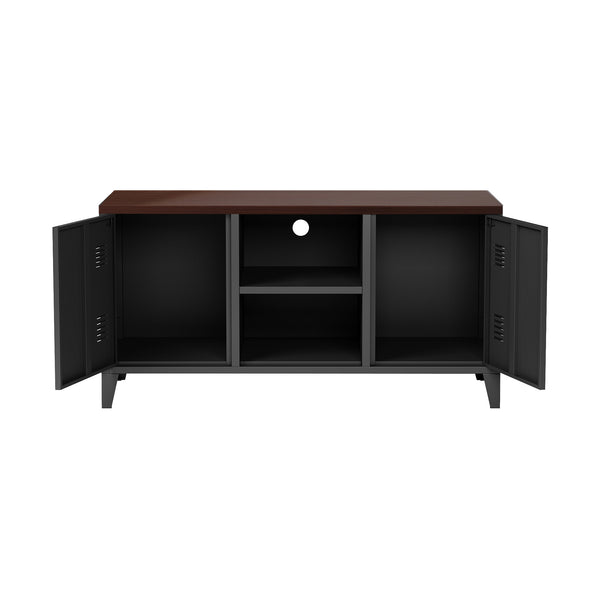 Mesa de televisión Pälkäne 58 x 113 x 40 cm Negro / aspecto madera [en.casa]