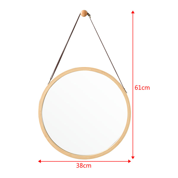 Espejo de pared de bambú Bykle redondo 38 cm [en.casa]
