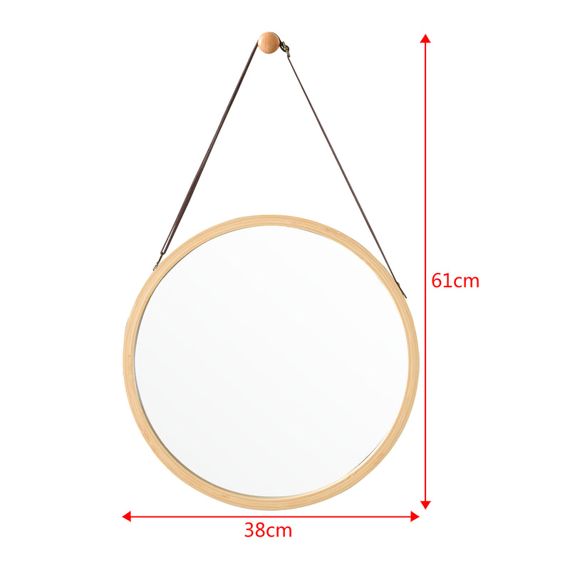 Esquema acotado Espejo de pared de bambú Bykle redondo 38 cm [en.casa]