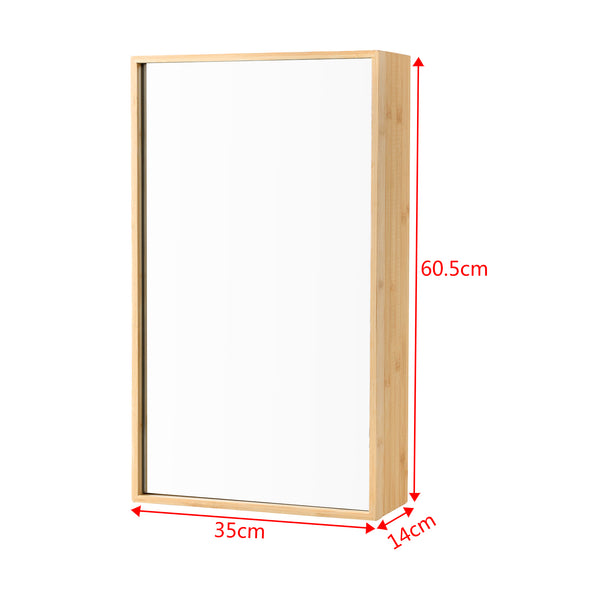 Armario con espejo Ikorfat 60,5 x 35 x 14 cm Bambú natural [en.casa]